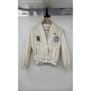 Eber Girl Scouts Bomber Jacket Women's Large White Patches Vintage